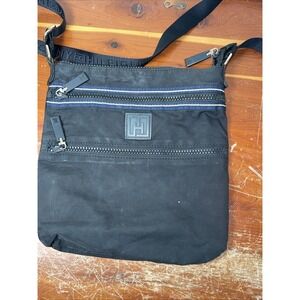 Rare Tommy Hilfiger Logo Crossbody Purse Shoulder Bag Black Nylon 11x10‎